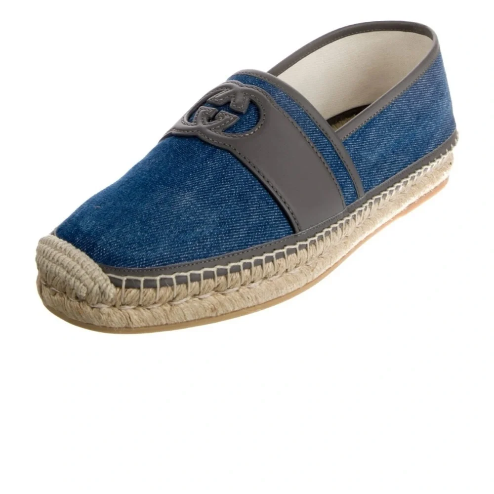 Gucci interlocking G Espadrilles in blue denim size 8 made in Spain